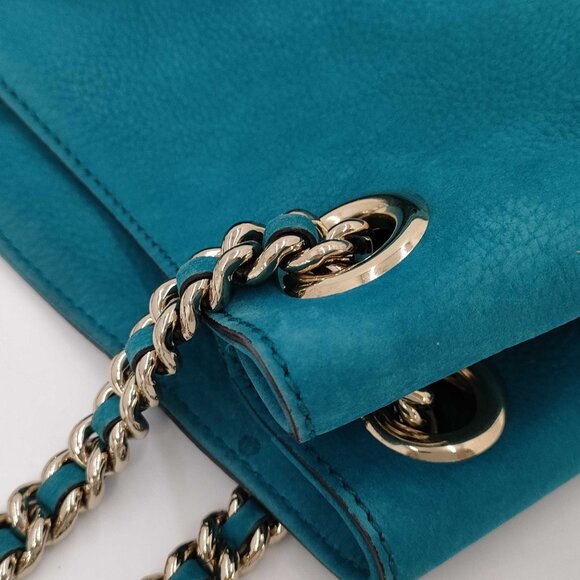 Gucci Soho Chain Tote – Teal Pebbled Leather - Picture 5 of 11